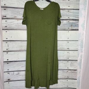 LuLaRoe Green Hi Low Pocket T-Shirt Dress Size L